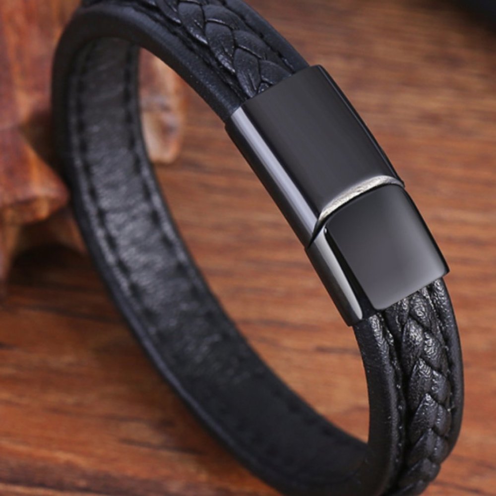 Real Leather Bracelet Blue Clasp - Picture 13 of 16